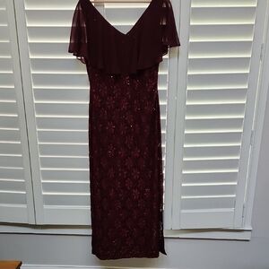 Connected Apparel Red Flutter Sleeve V-Neck Maxi Dress